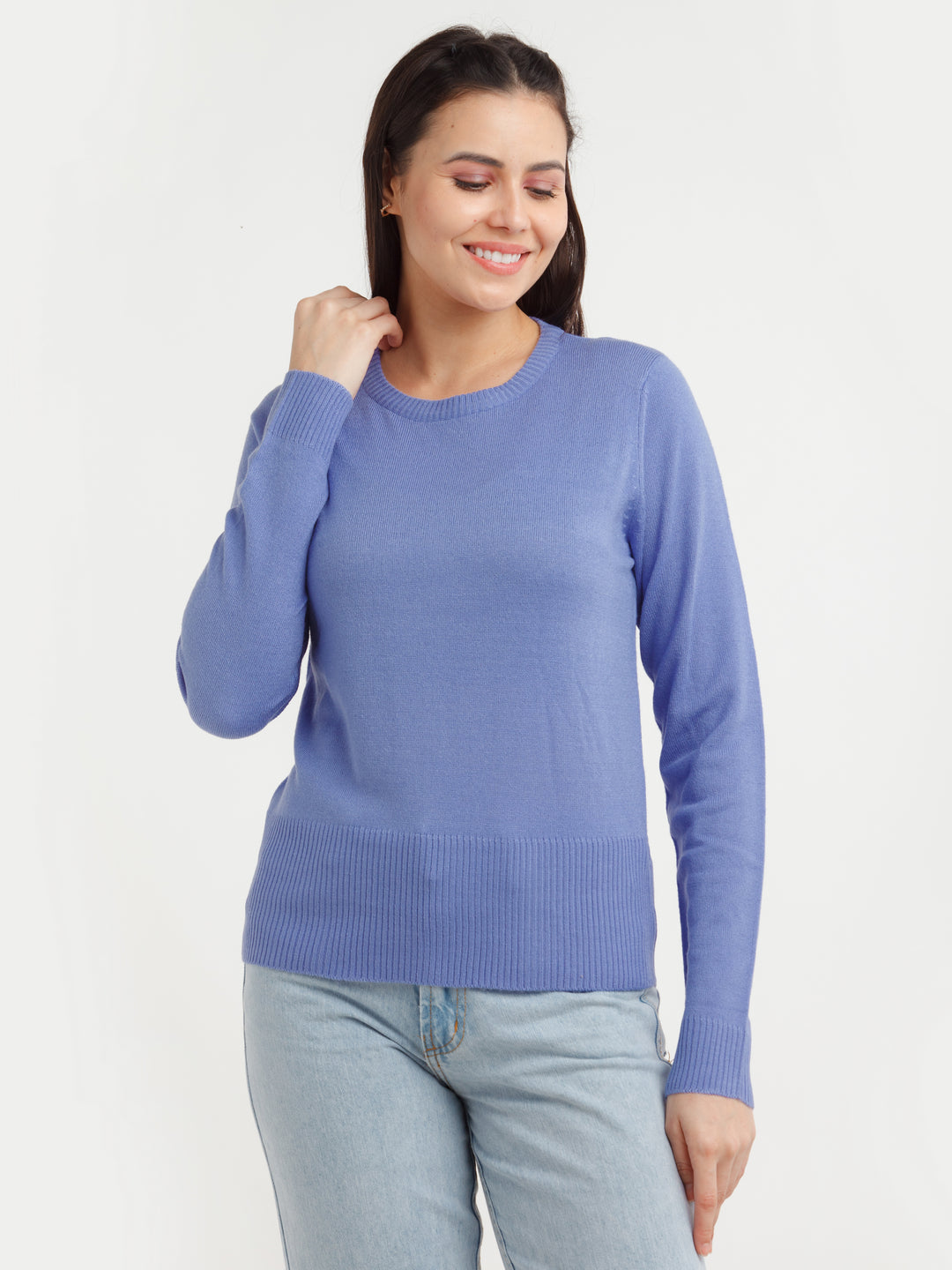 Purple Solid Sweater