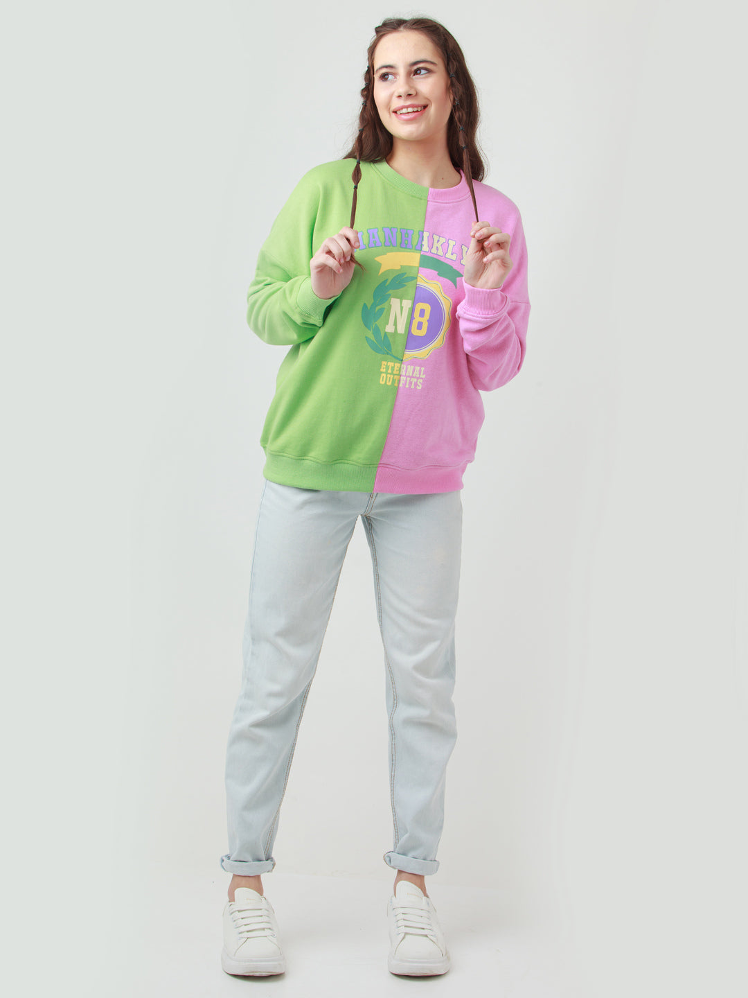 Multicolor Colourblocked Sweatshirt For Women