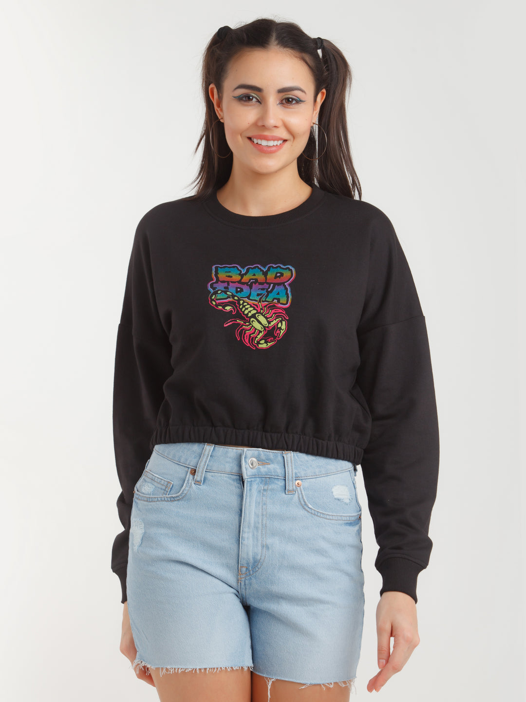 Black Printed Sweatshirt