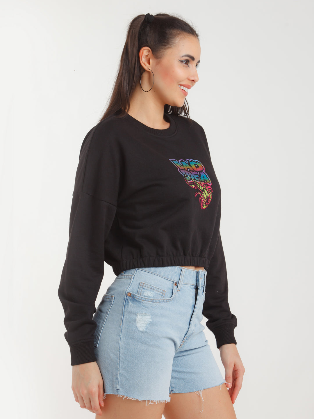 Black Printed Sweatshirt