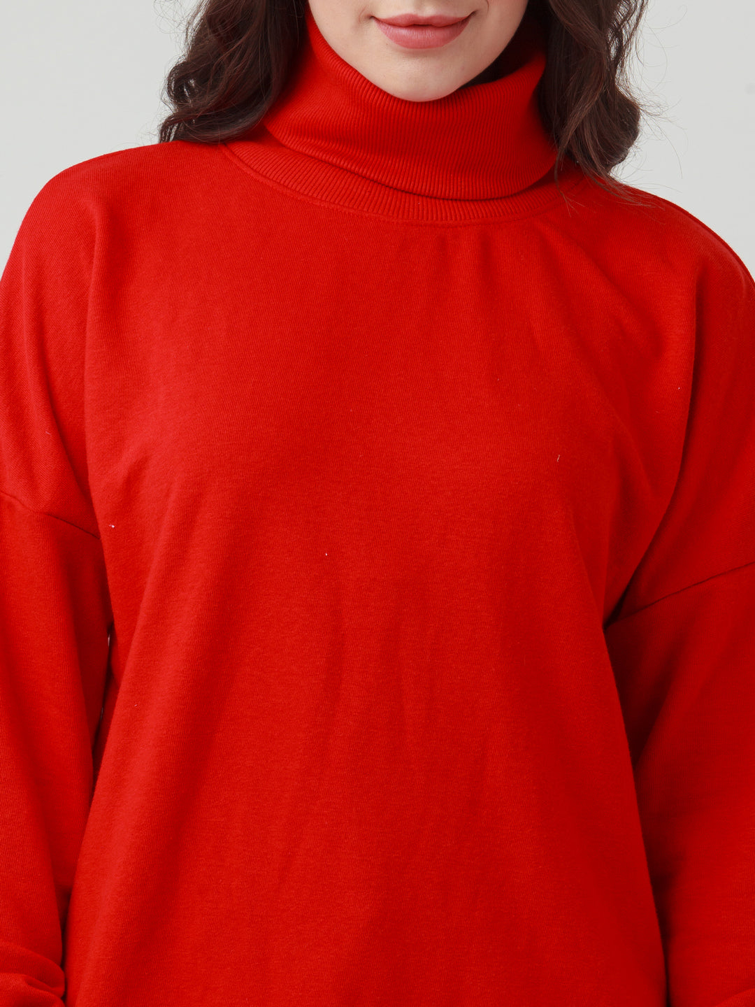 Red Solid Straight Sweatshirt