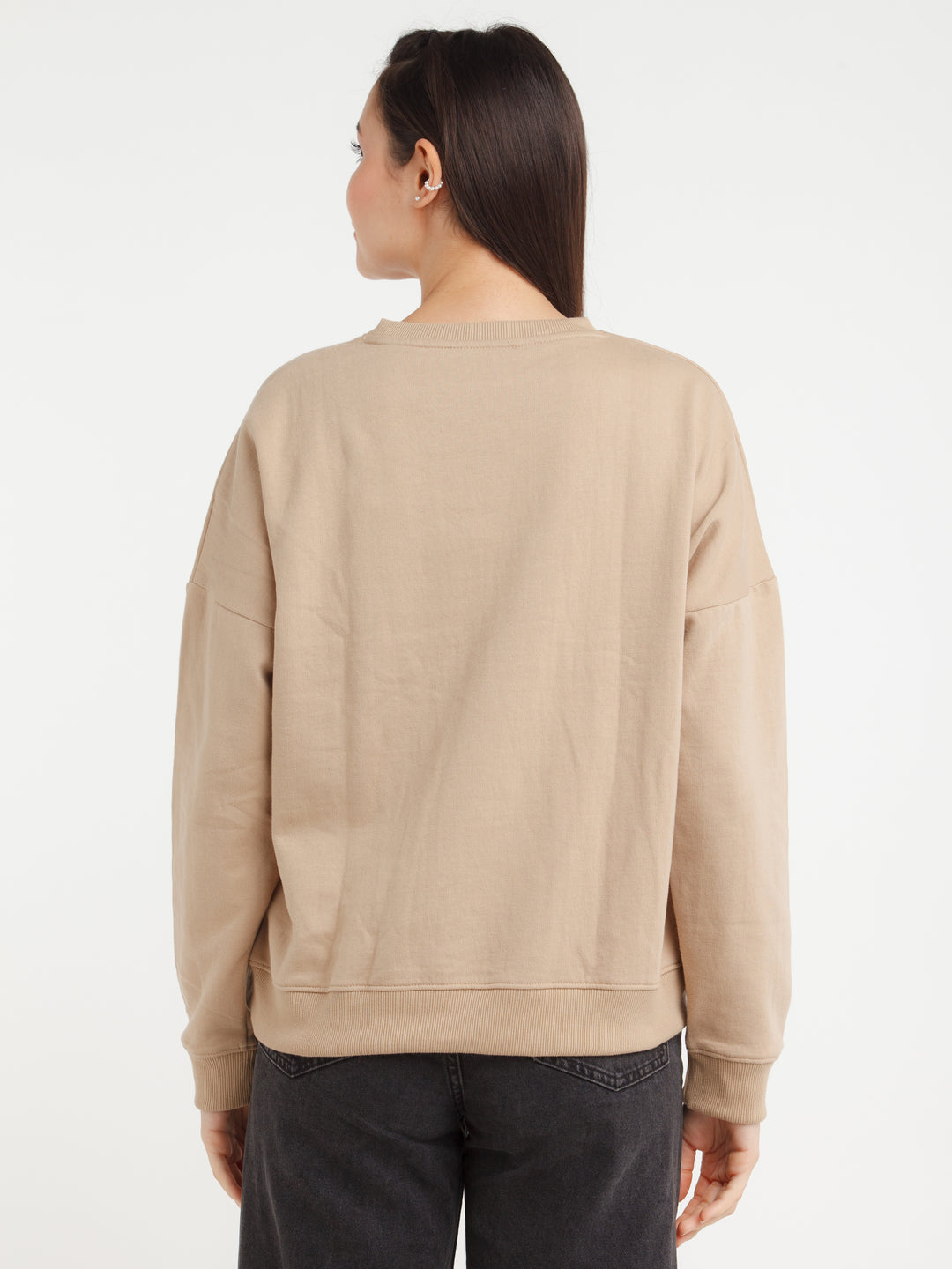 Beige Printed Sweatshirt