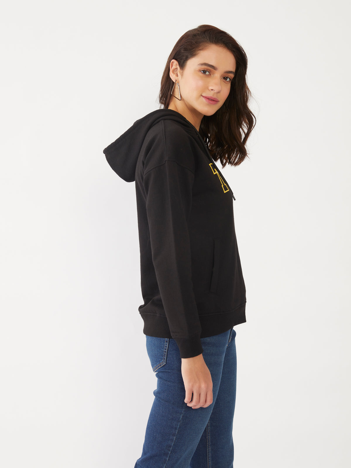 Black Printed Sweatshirt for Women