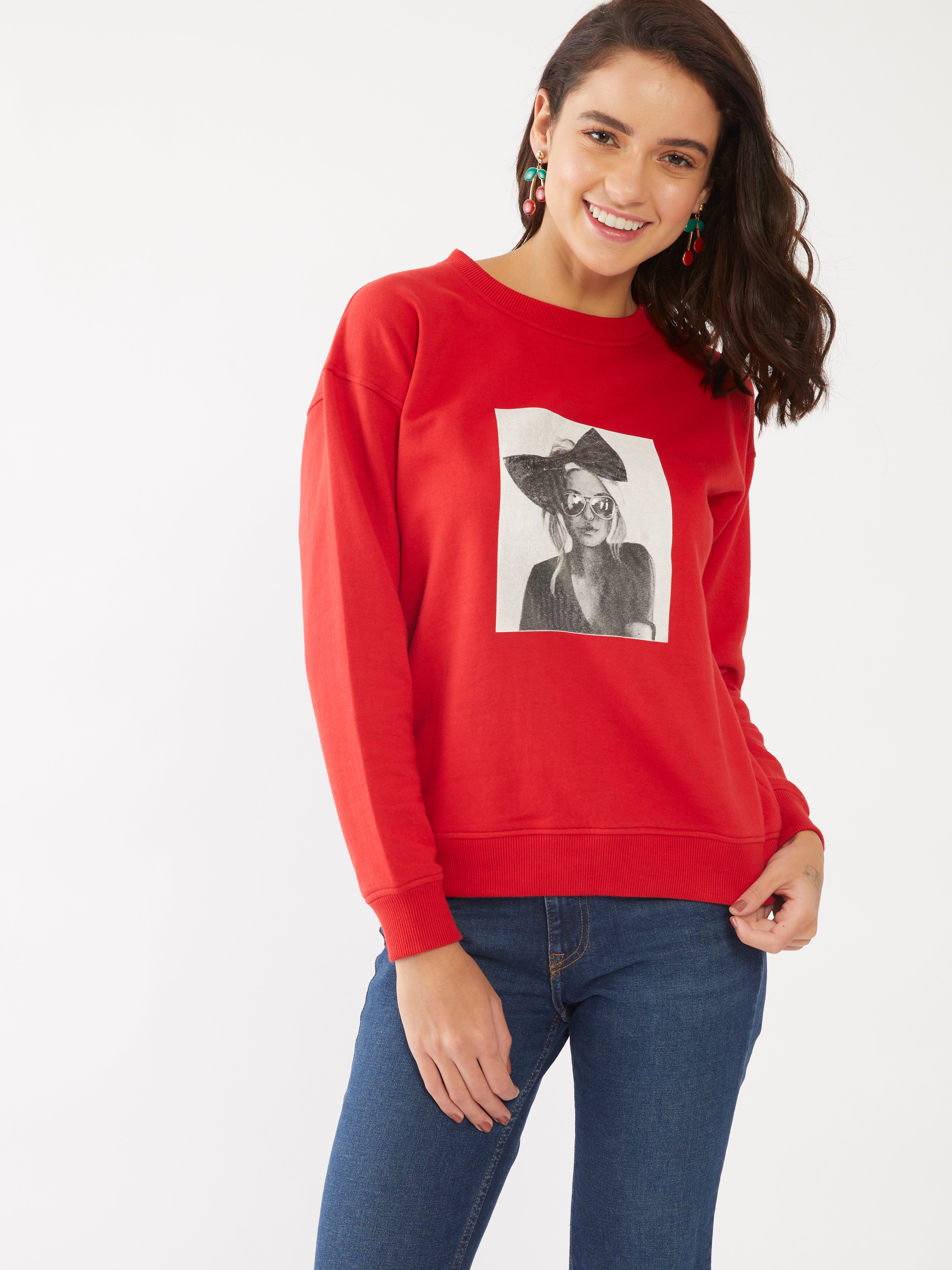 Red Solid Sweatshirt