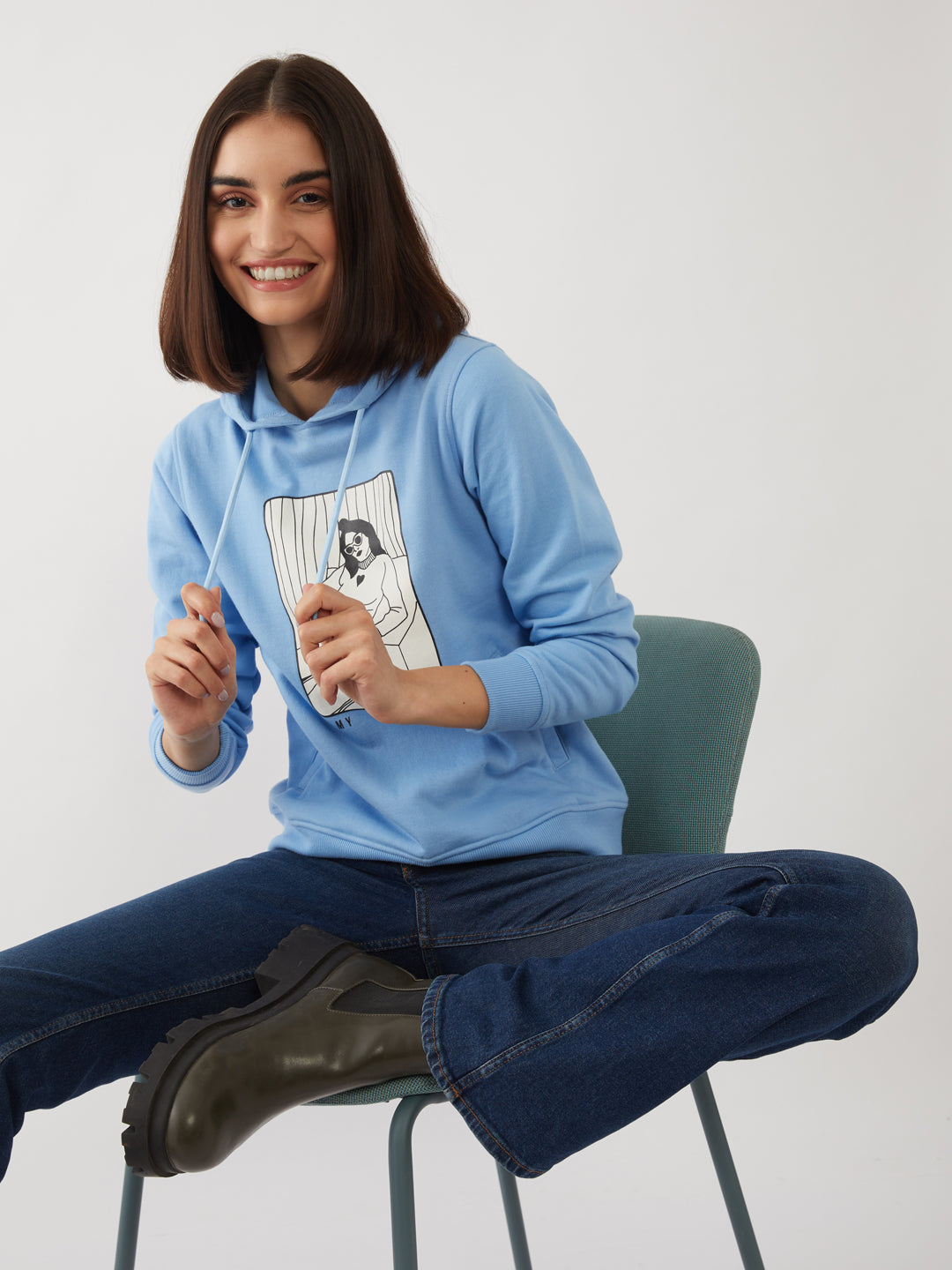 Blue Printed Sweatshirt