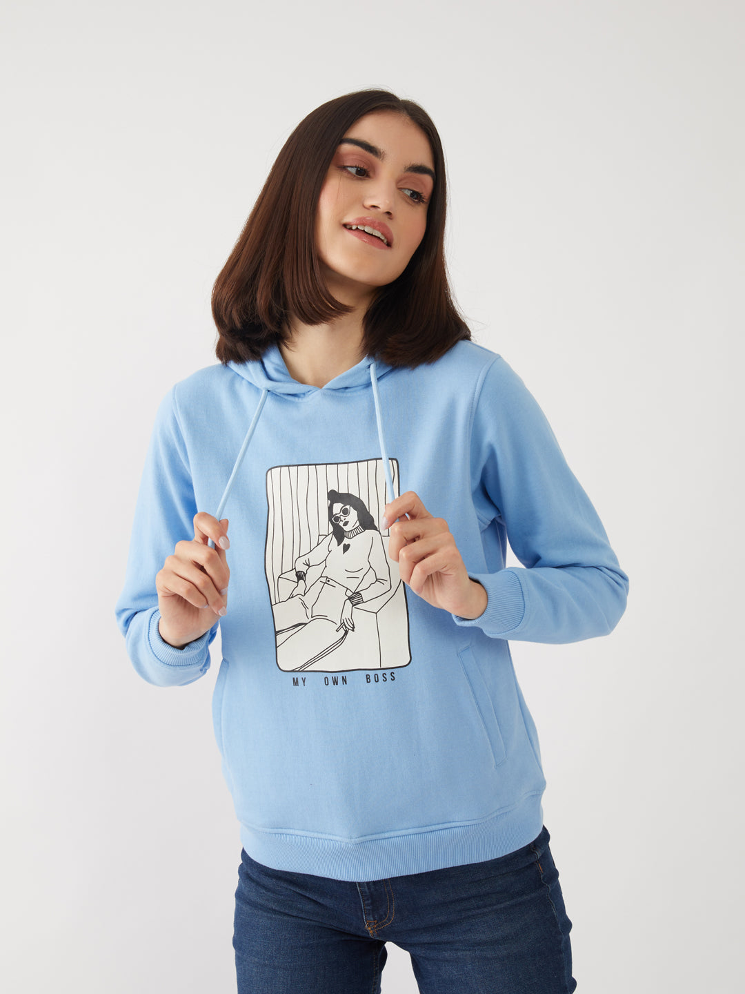 Blue Printed Sweatshirt