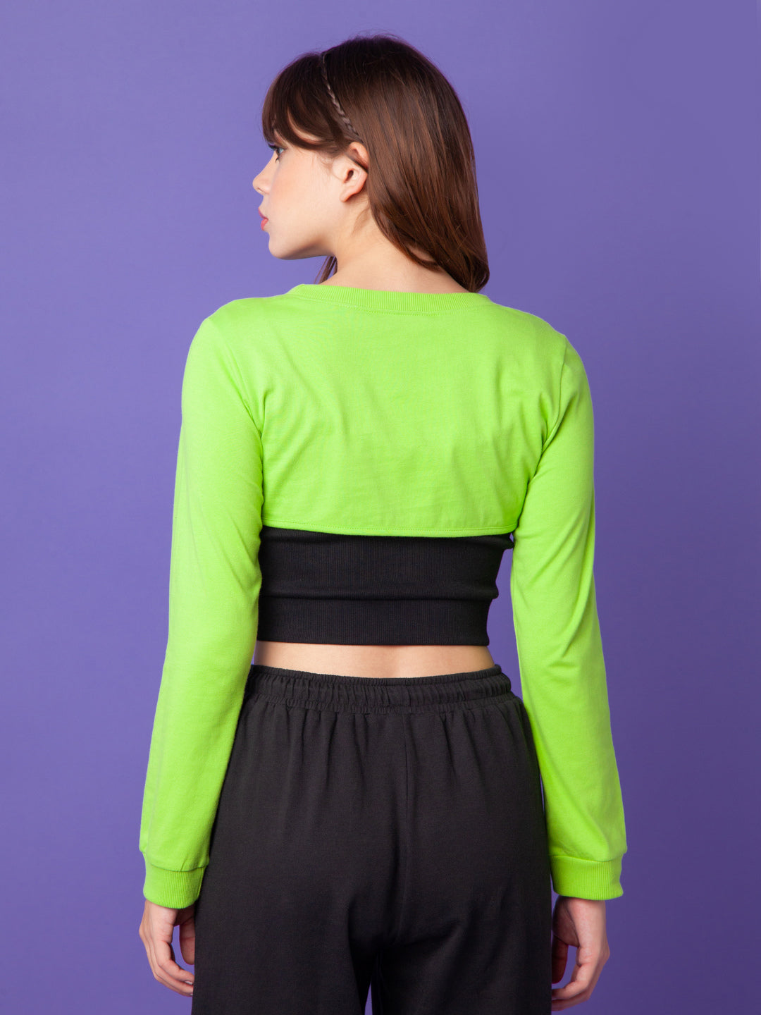 Green Solid Layered Top For Women