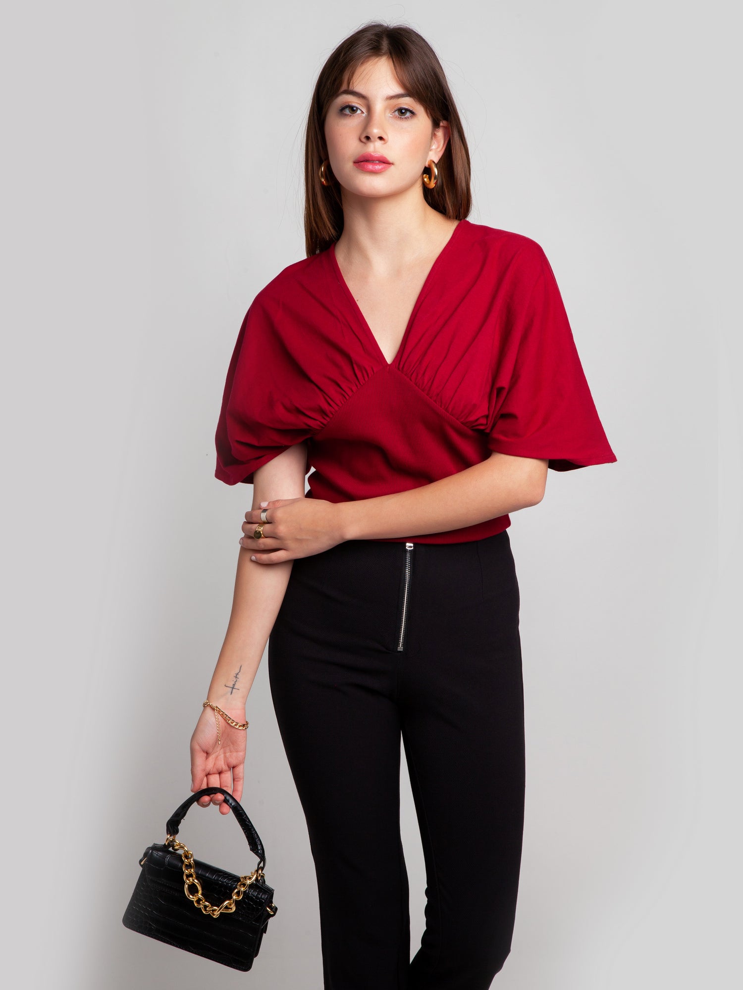 Maroon Solid Tie-Up Top