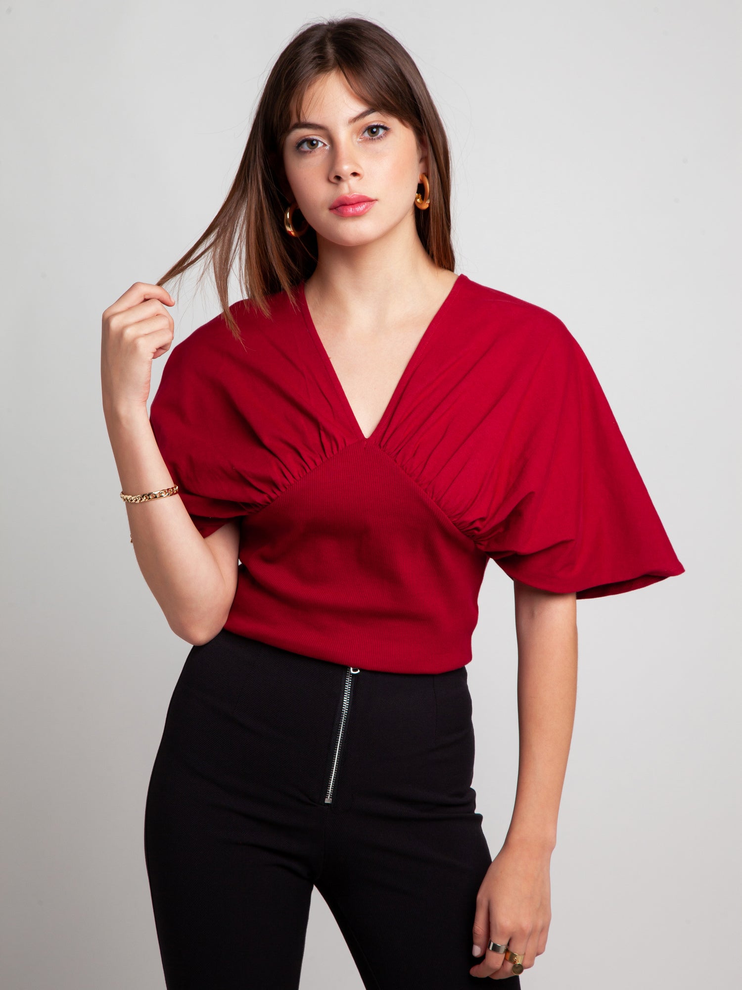 Maroon Solid Tie-Up Top