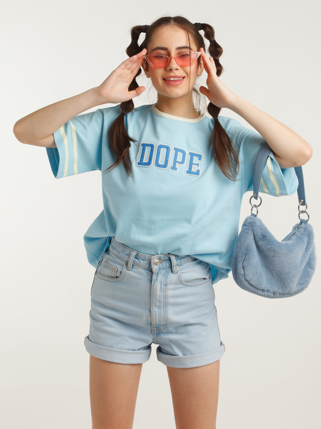 Blue Embroidered Varsity T-Shirt