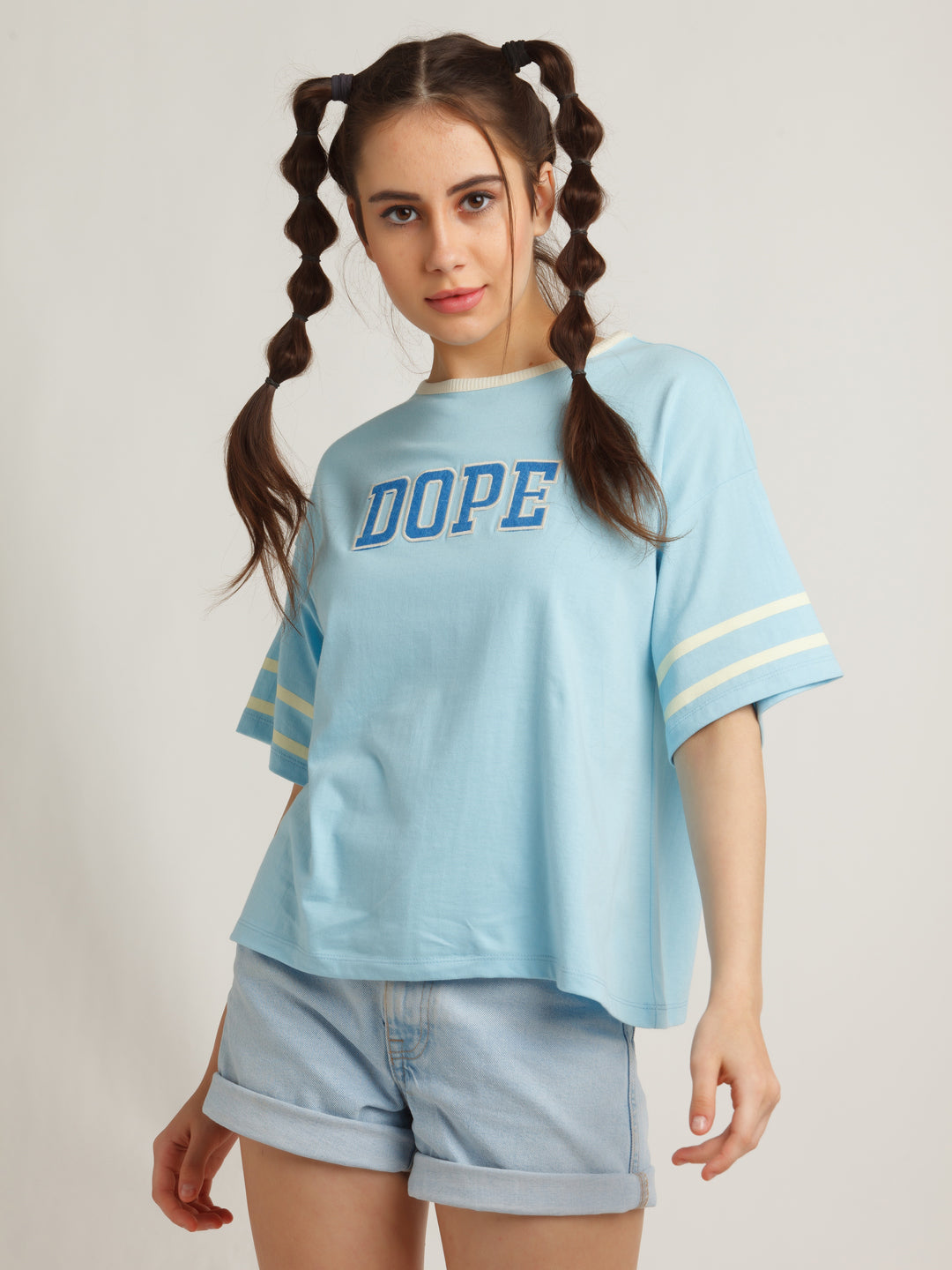 Blue Embroidered Varsity T-Shirt