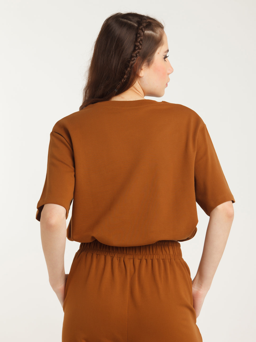 Brown Solid Tie-Up Top