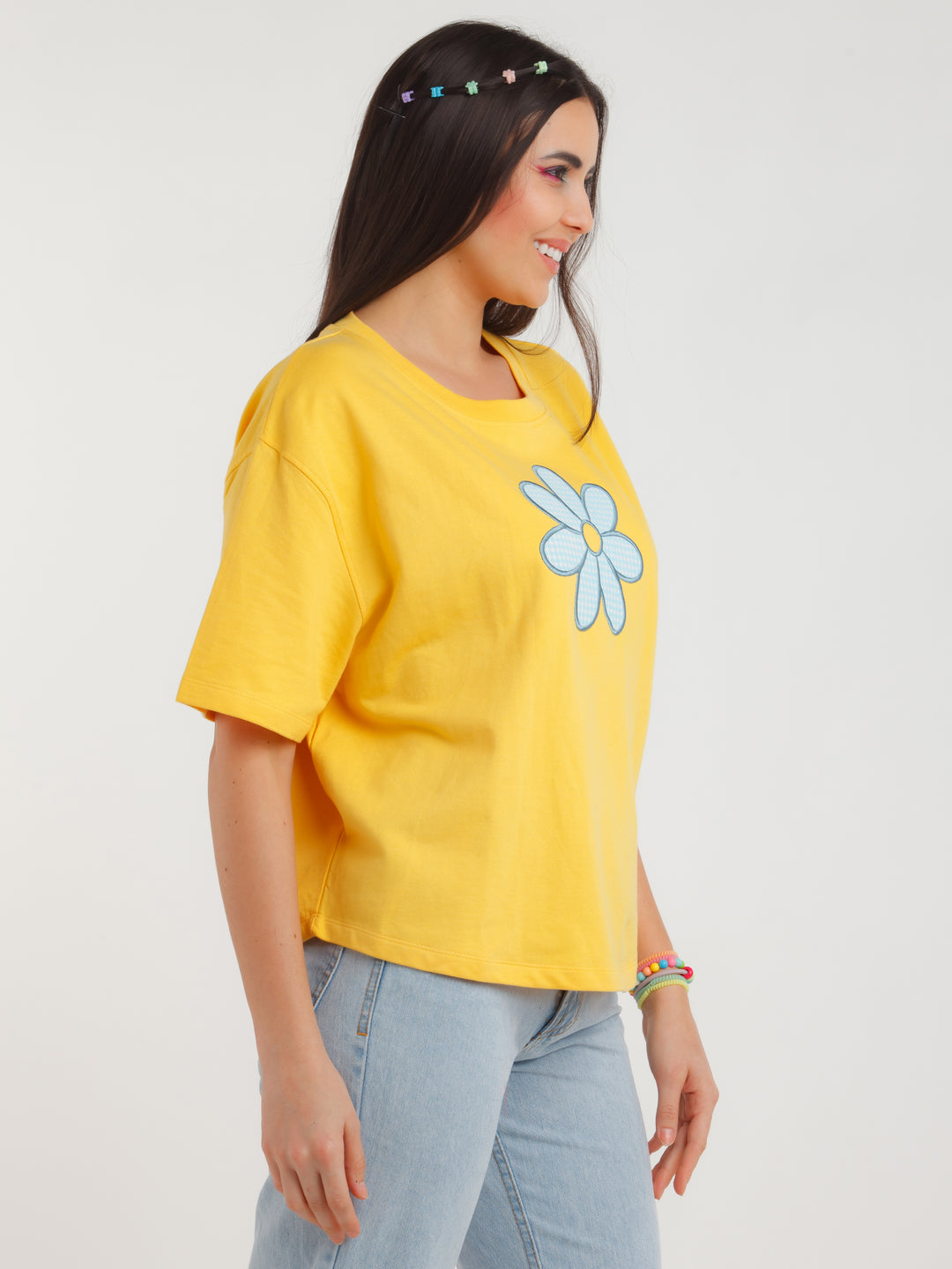 Yellow Embroidered Top