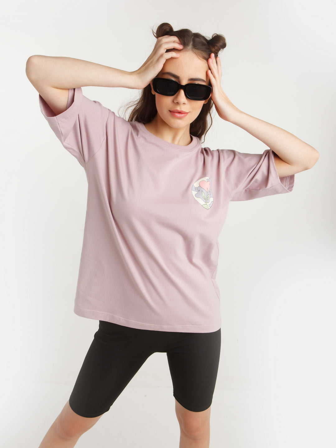 Purple Solid Oversized T-Shirt