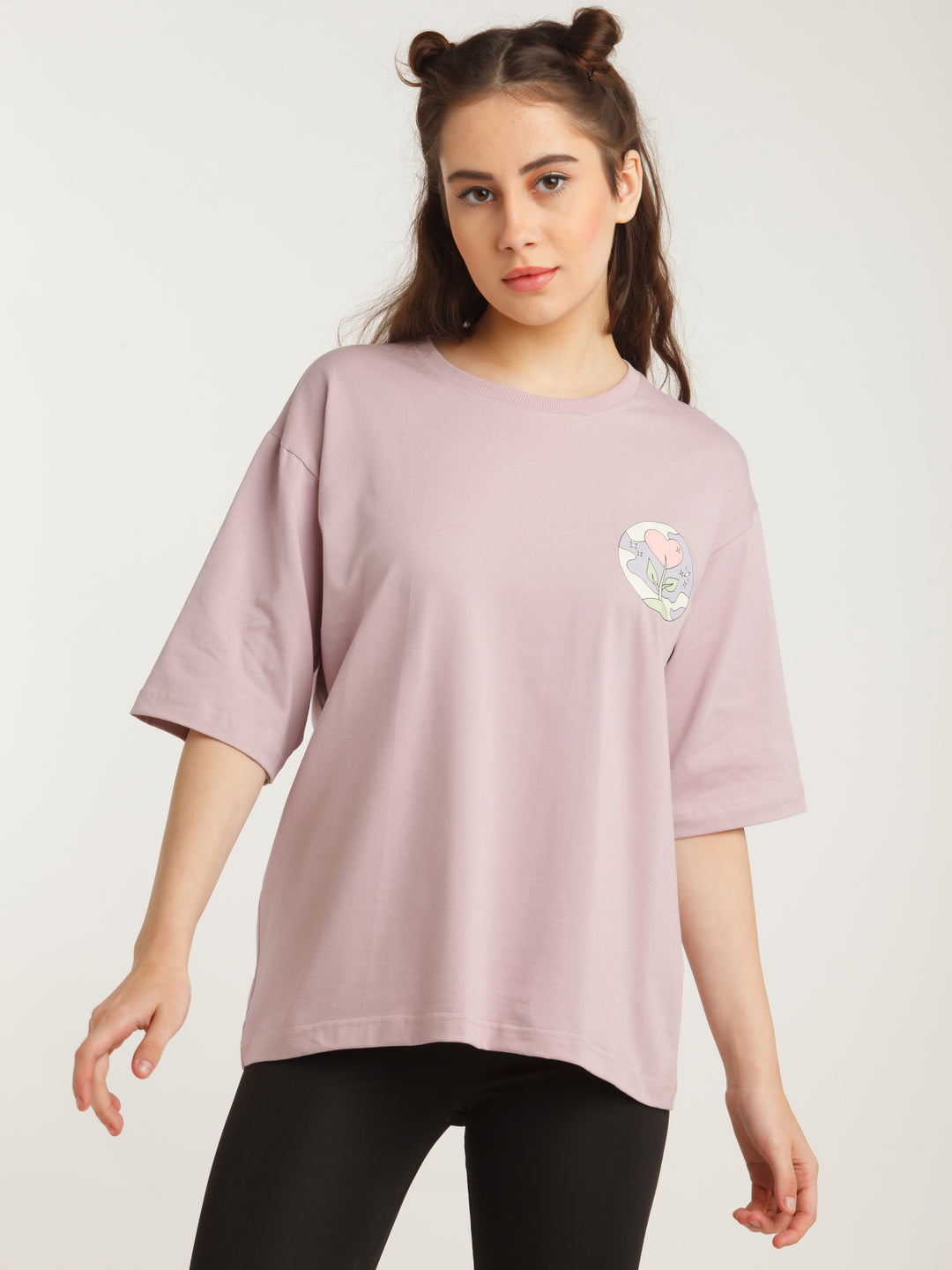 Purple Solid Oversized T-Shirt