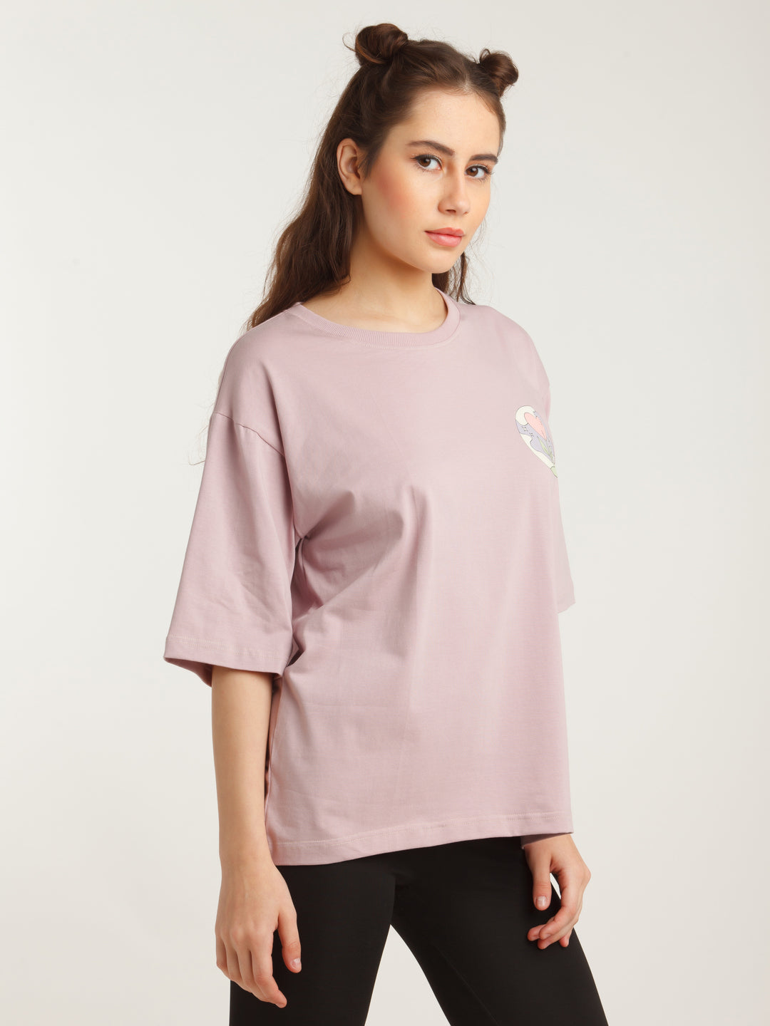 Purple Solid Oversized T-Shirt For Women