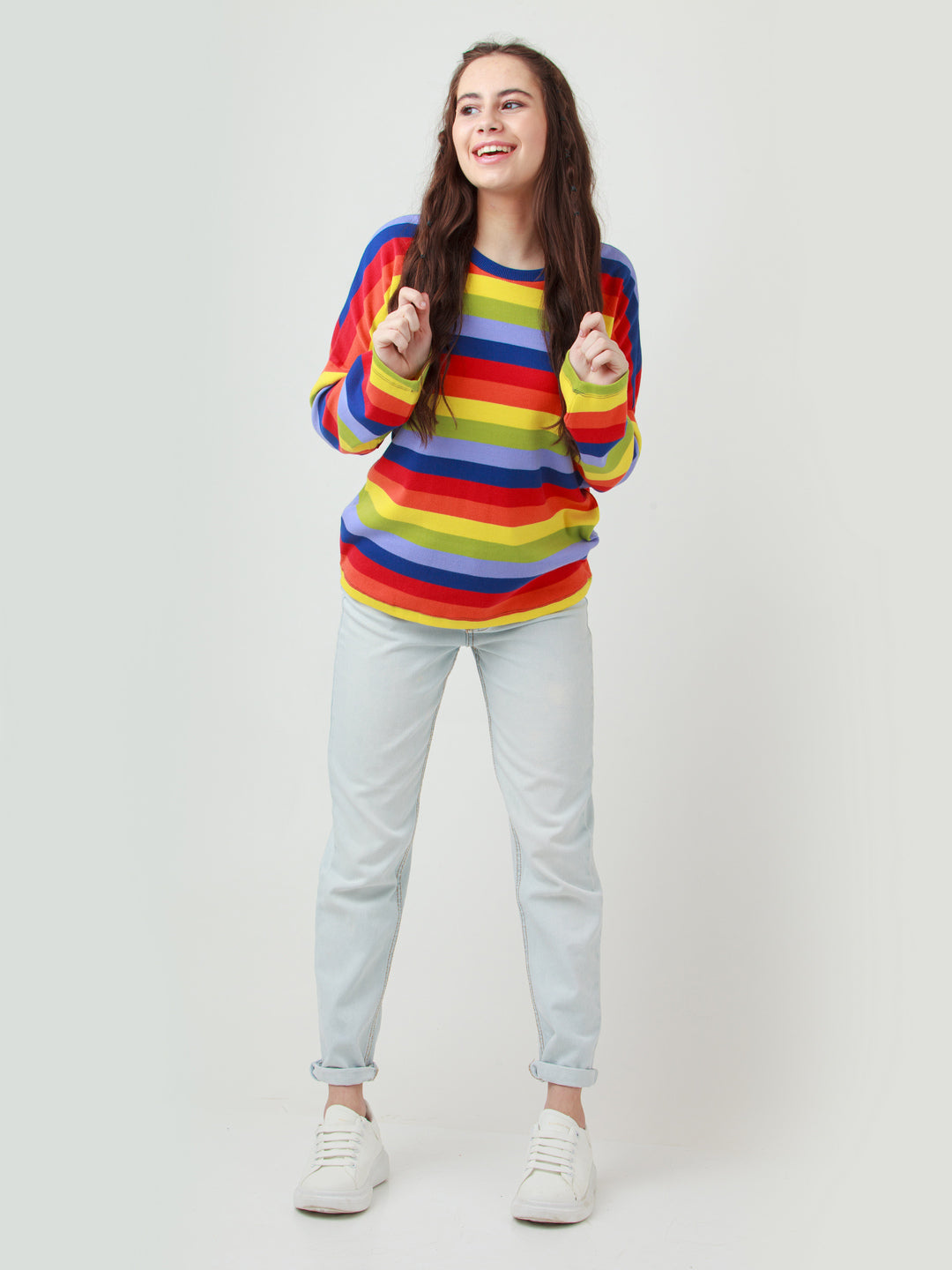 Multicolor Striped Oversized Top