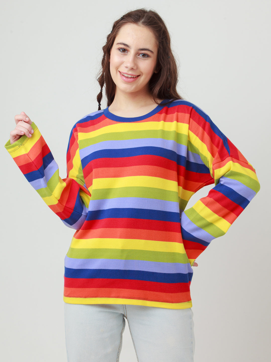 Multicolor Striped Oversized Top