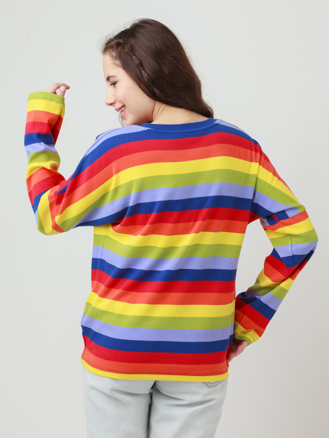Multicolor Striped Oversized Top For Women