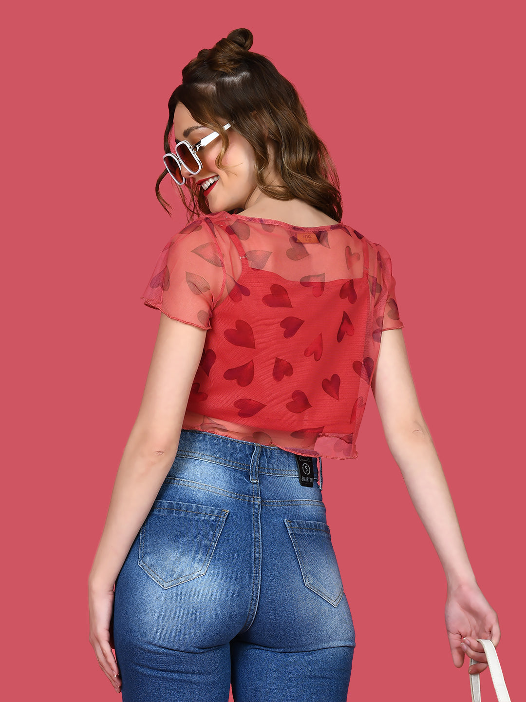 Red Printed Crop Top