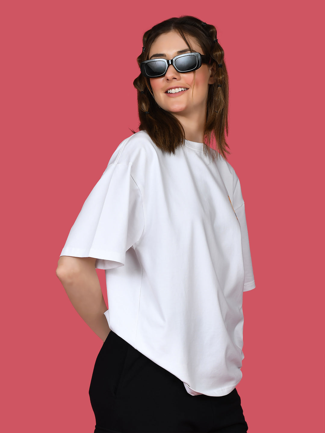 White Printed Oversized T-Shirt For Women