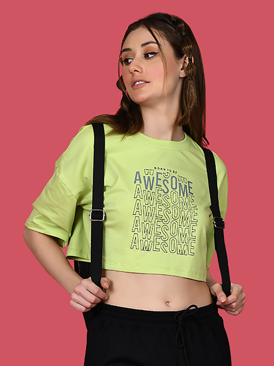 Green Printed Oversized T-Shirt For Women