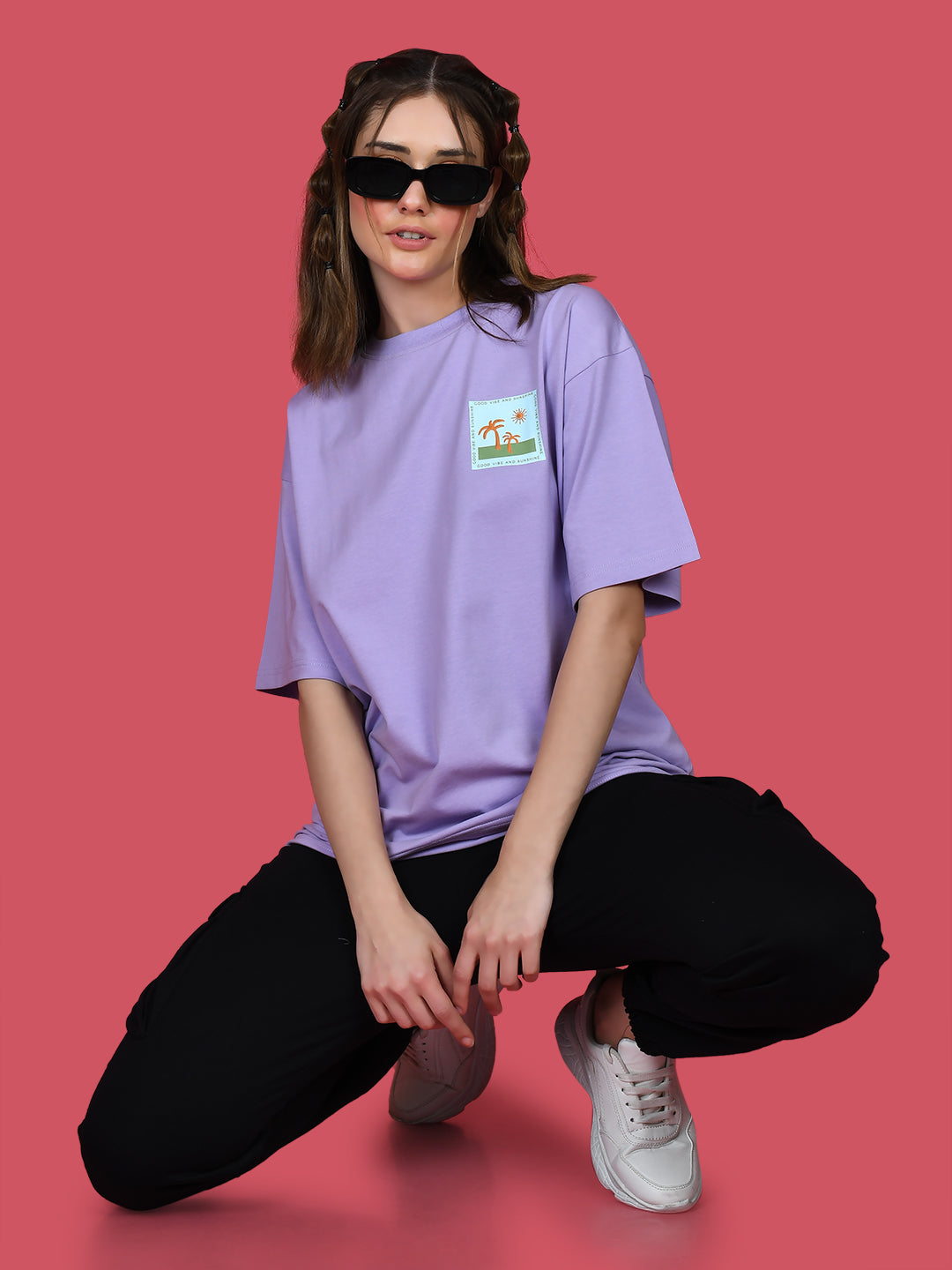 Purple Printed Oversized T-Shirt