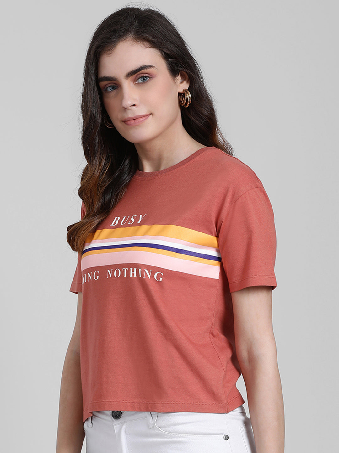 Peach Printed T-Shirt