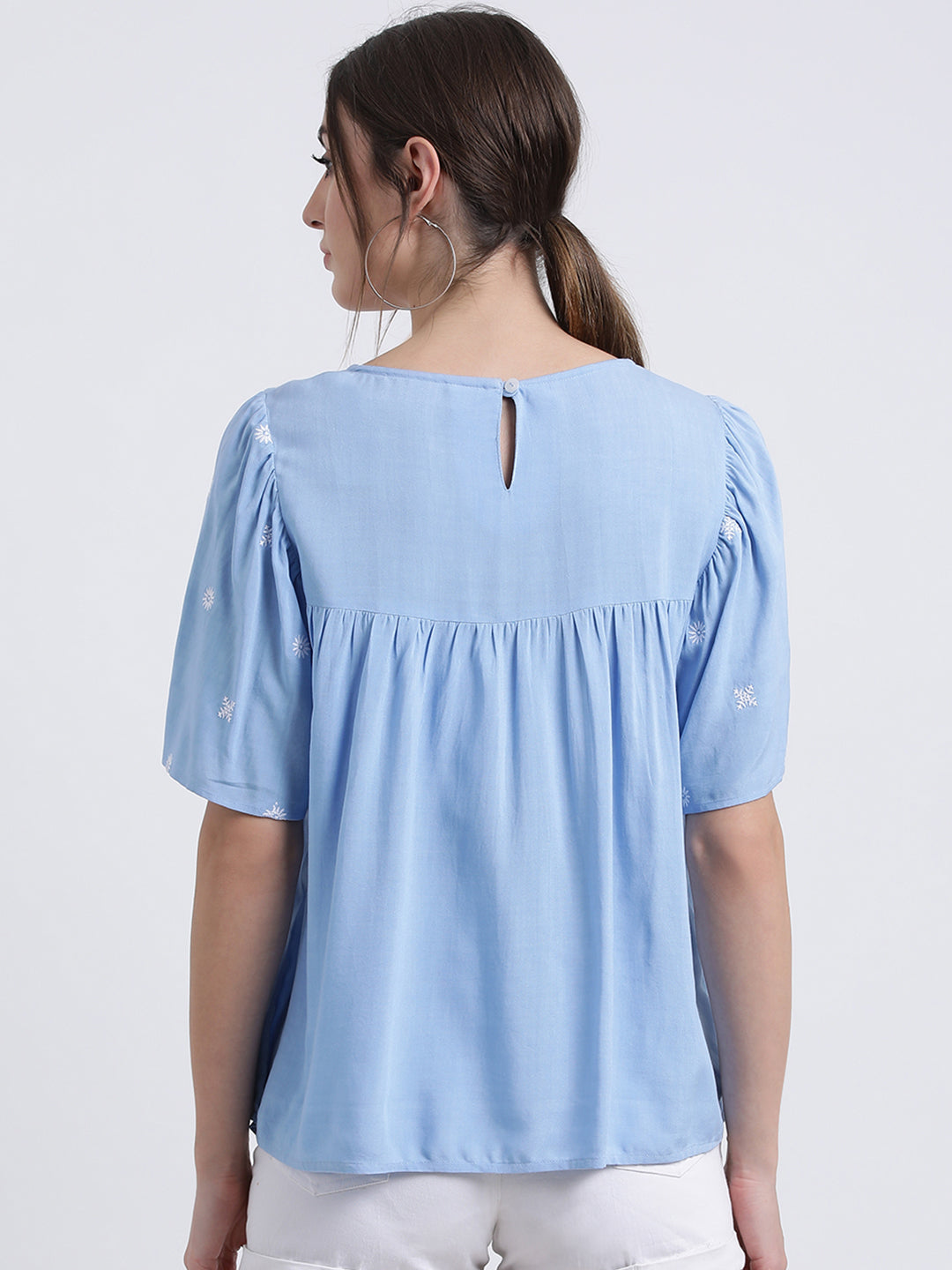 Blue Solid Regular Top