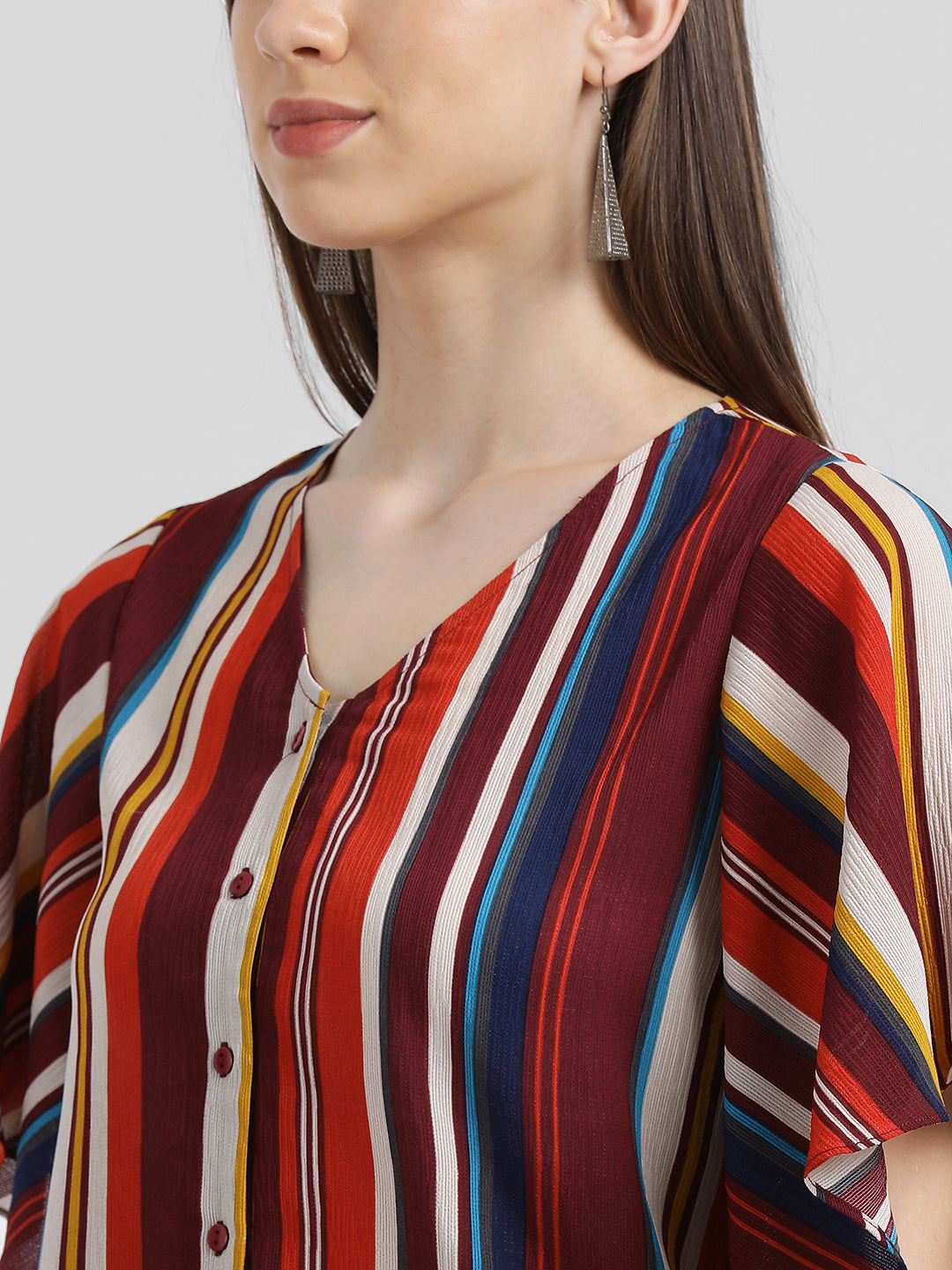 Zink London Women's Multi Striped Shirt Style Top