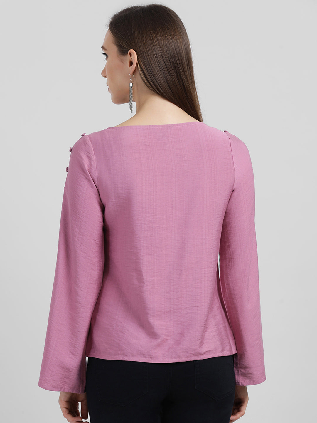 Zink London Women's Pink Solid Regular Top