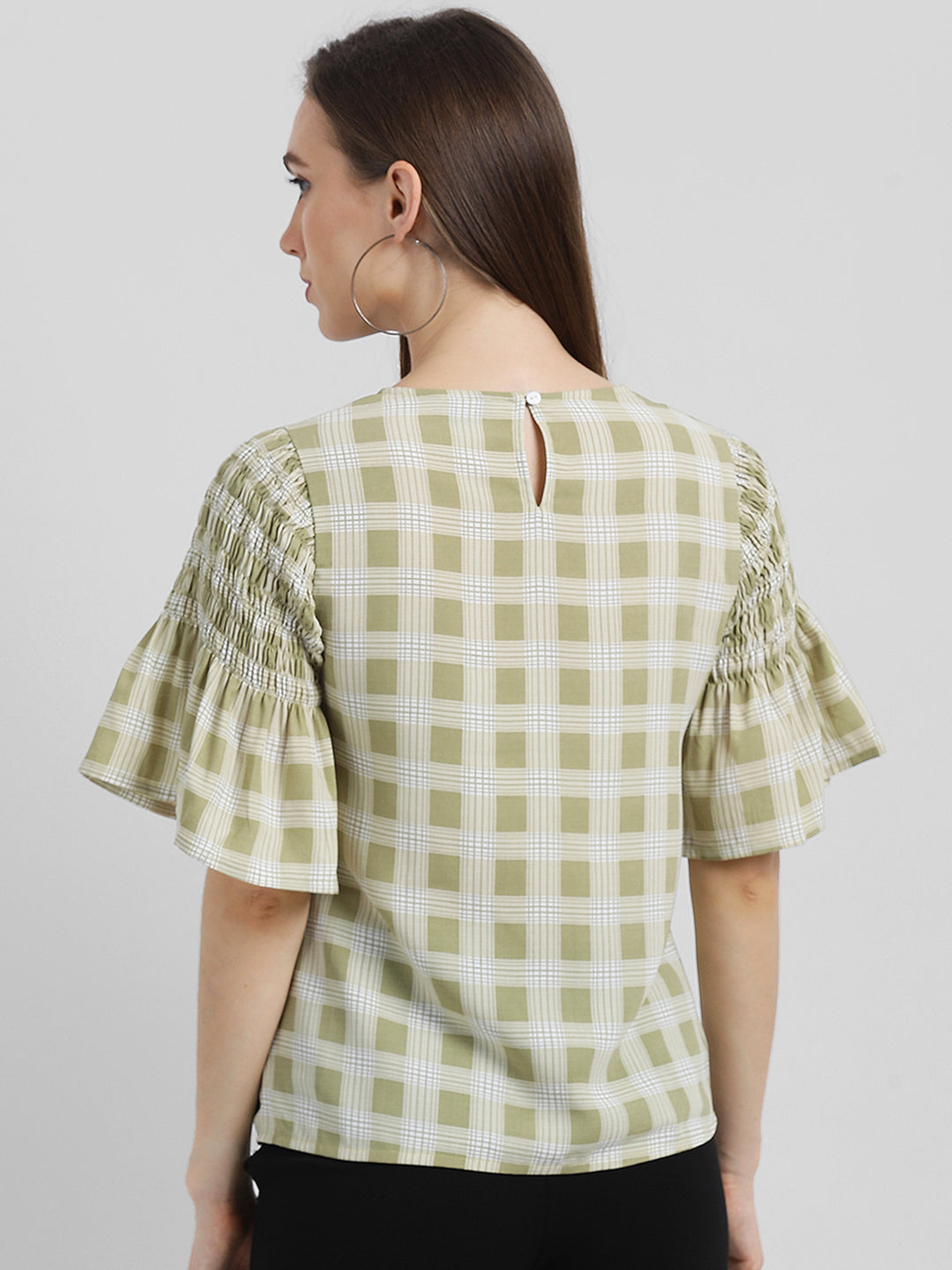 Green Checkered Regular Top