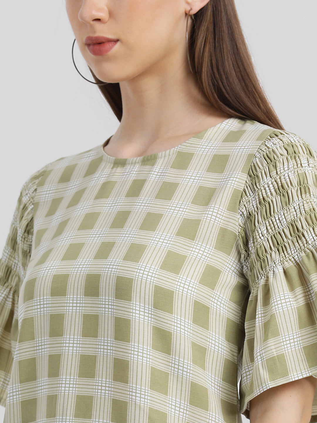 Green Checkered Regular Top