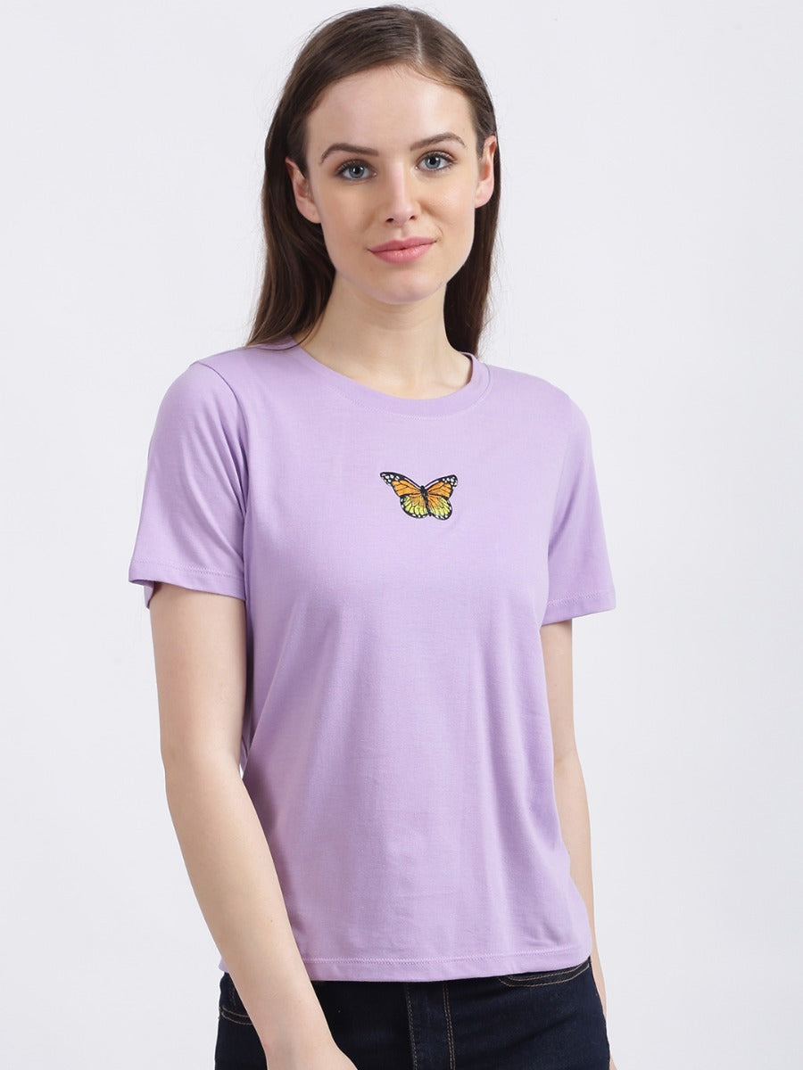 Lavender Graphic Printed Regular T-Shirt