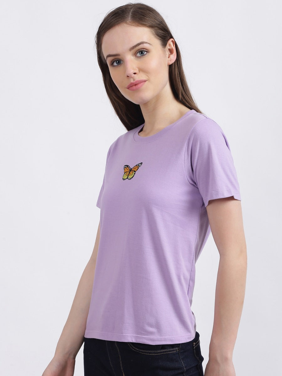 Lavender Graphic Printed Regular T-Shirt