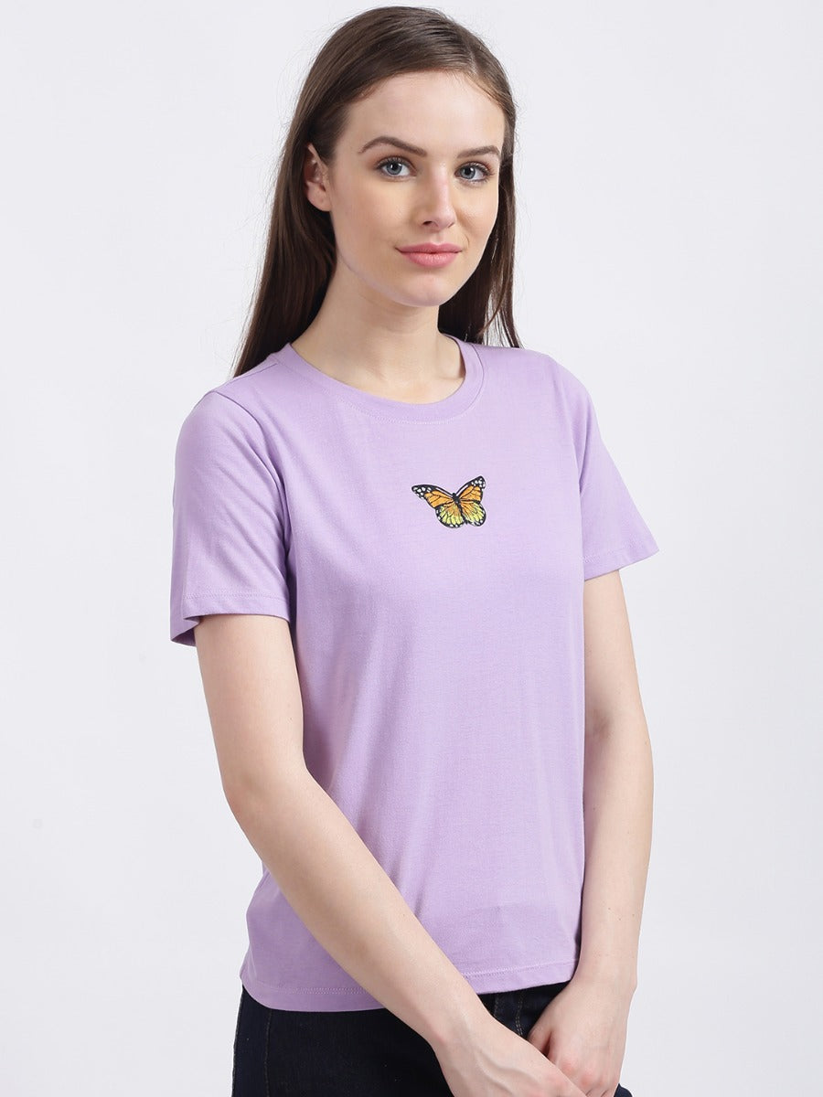 Lavender Graphic Printed Regular T-Shirt