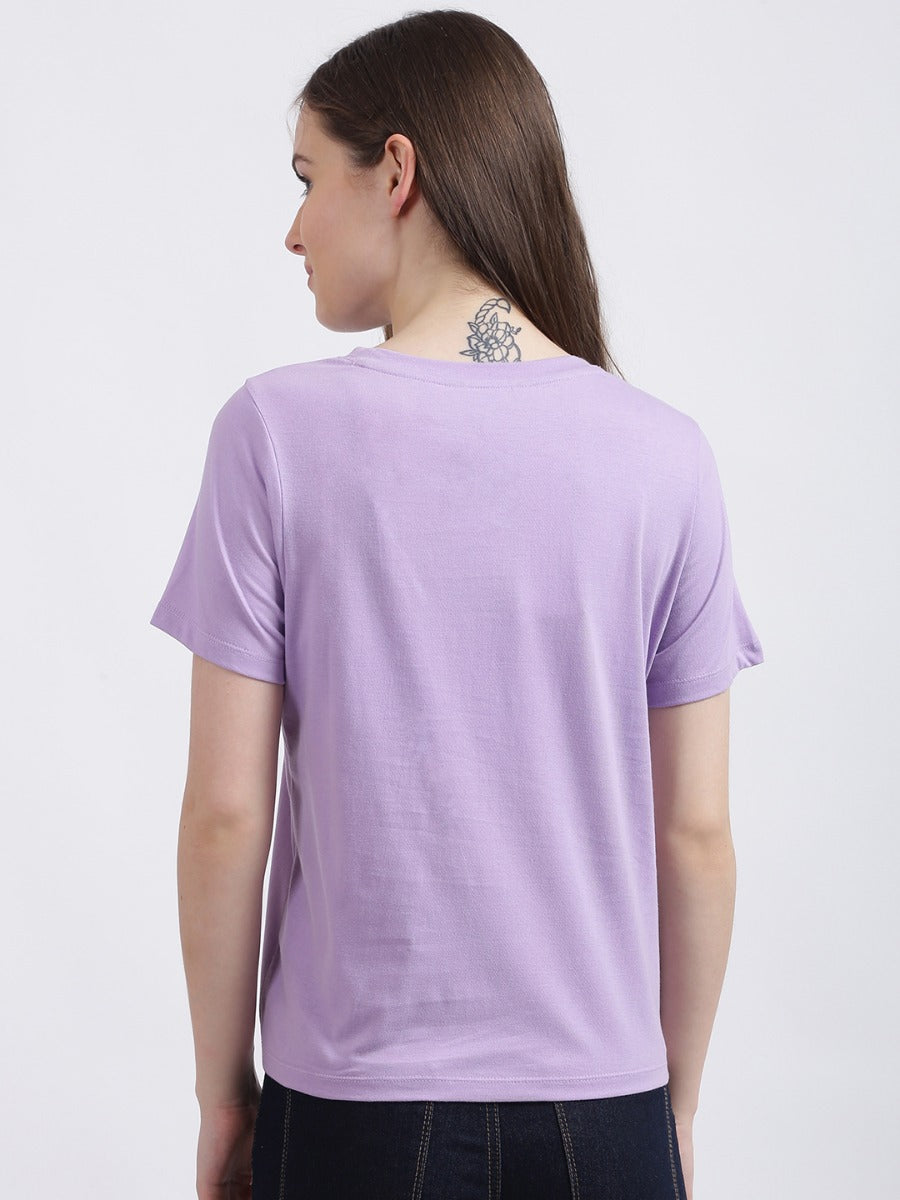 Lavender Graphic Printed Regular T-Shirt