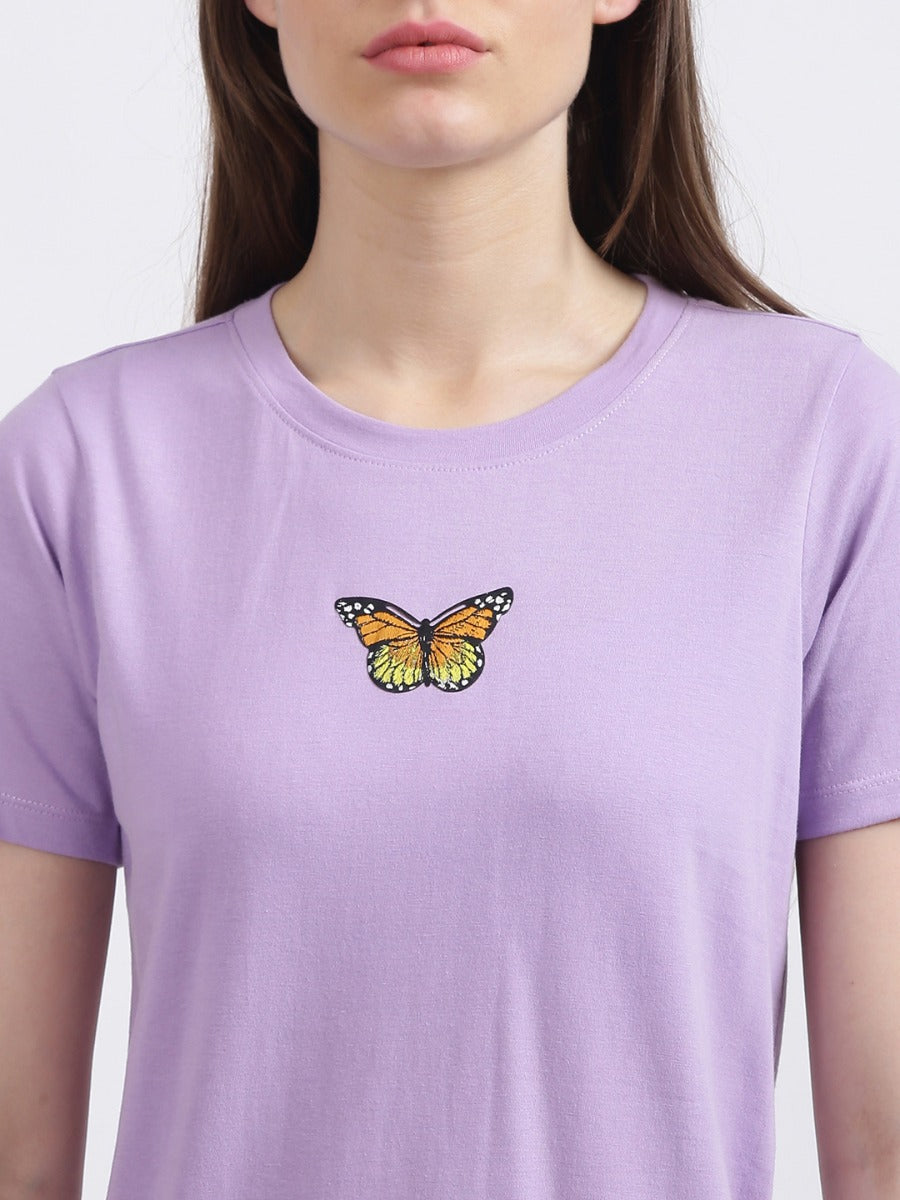 Lavender Graphic Printed Regular T-Shirt