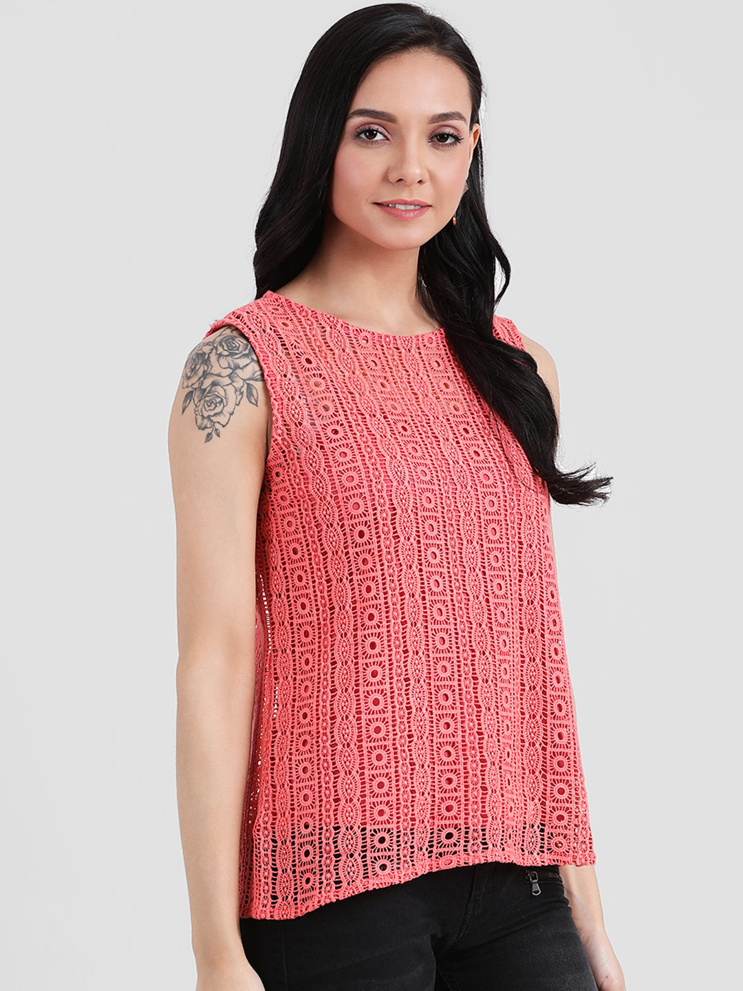 Coral Embroidered Regular Top