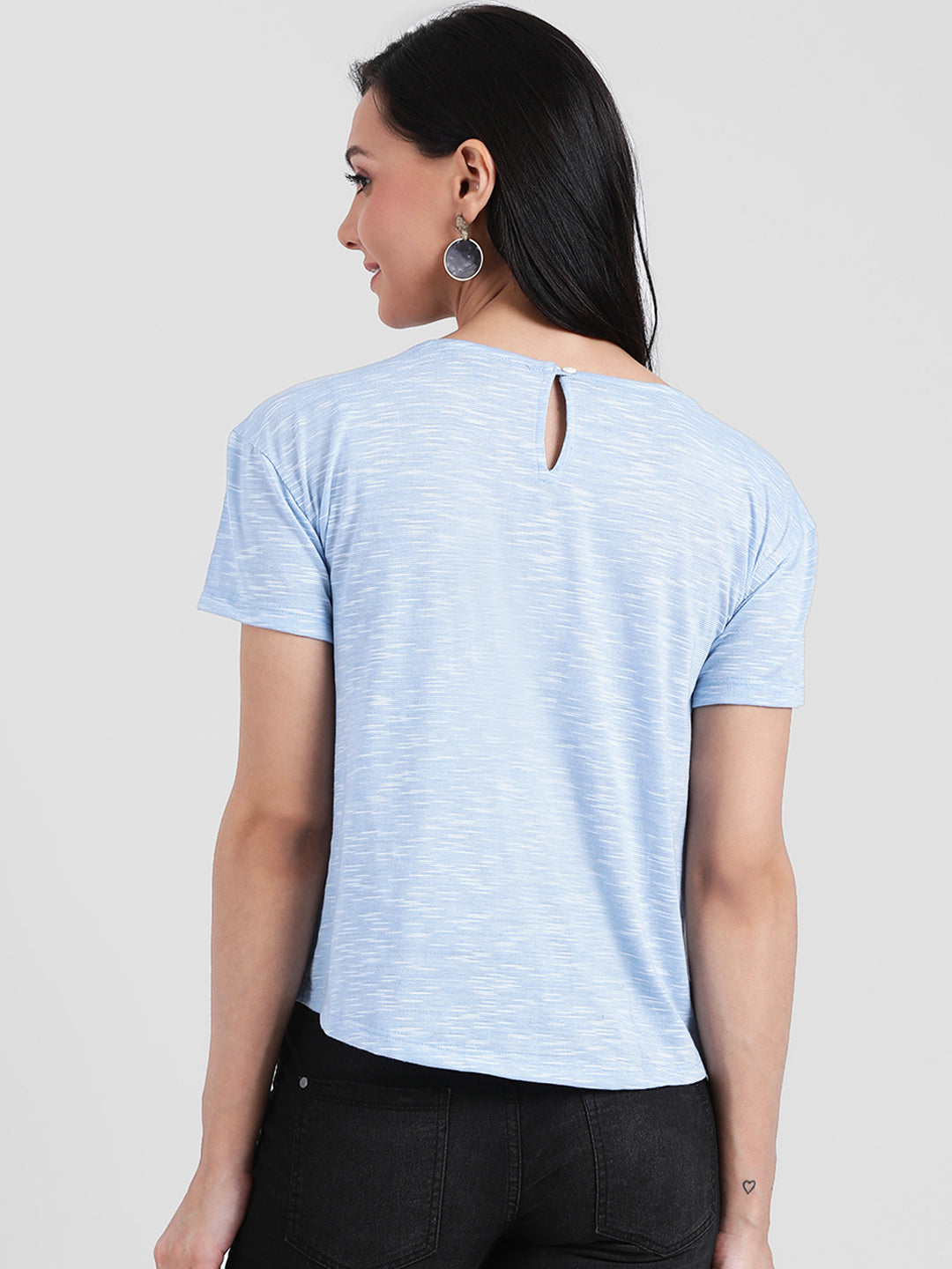 Blue Self Design Regular Top