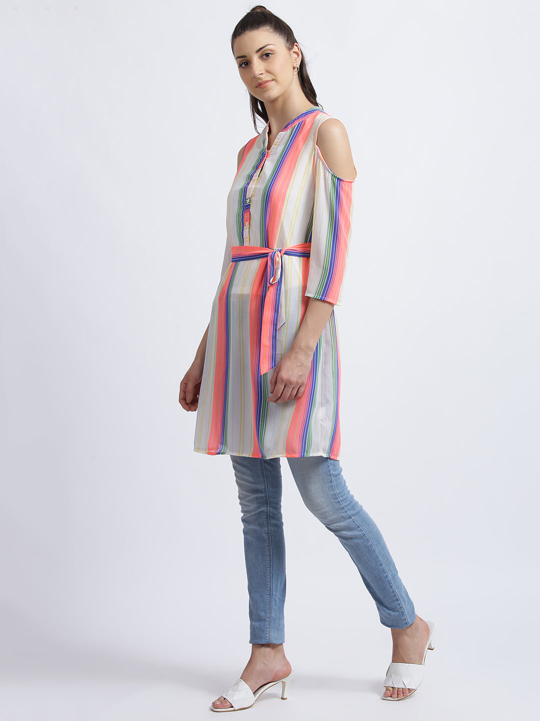 Multi Colored Striped Tunic For Women