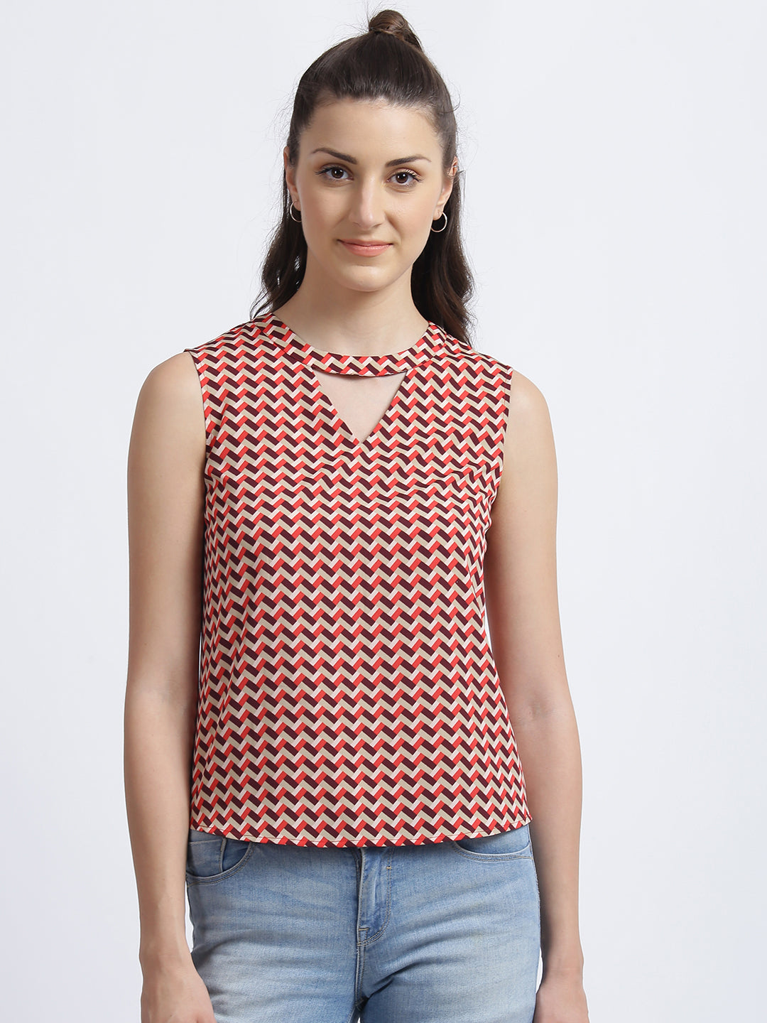 Multi Colored Geometric Print Top