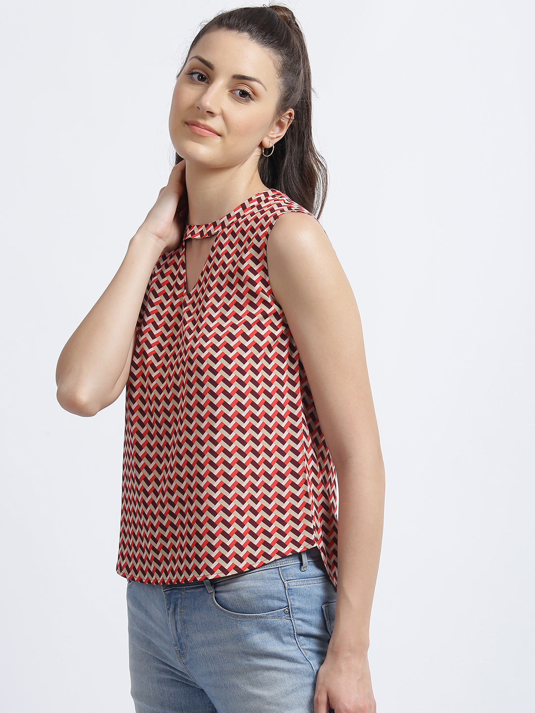 Multi Colored Geometric Print Top