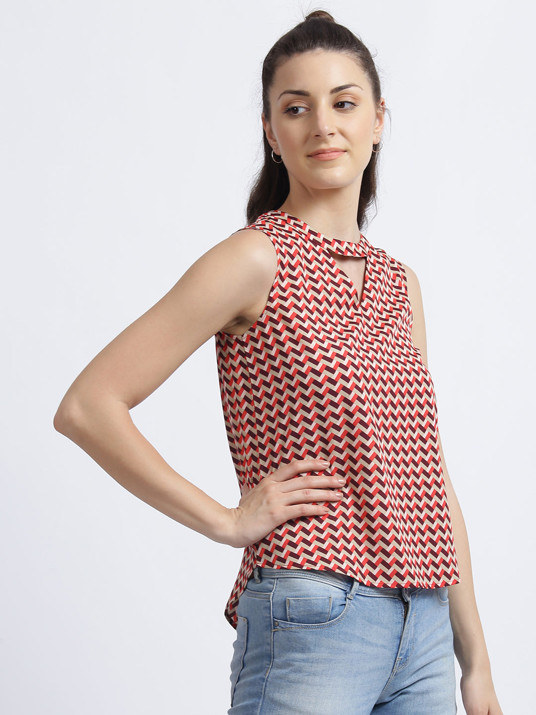 Multi Colored Geometric Print Top