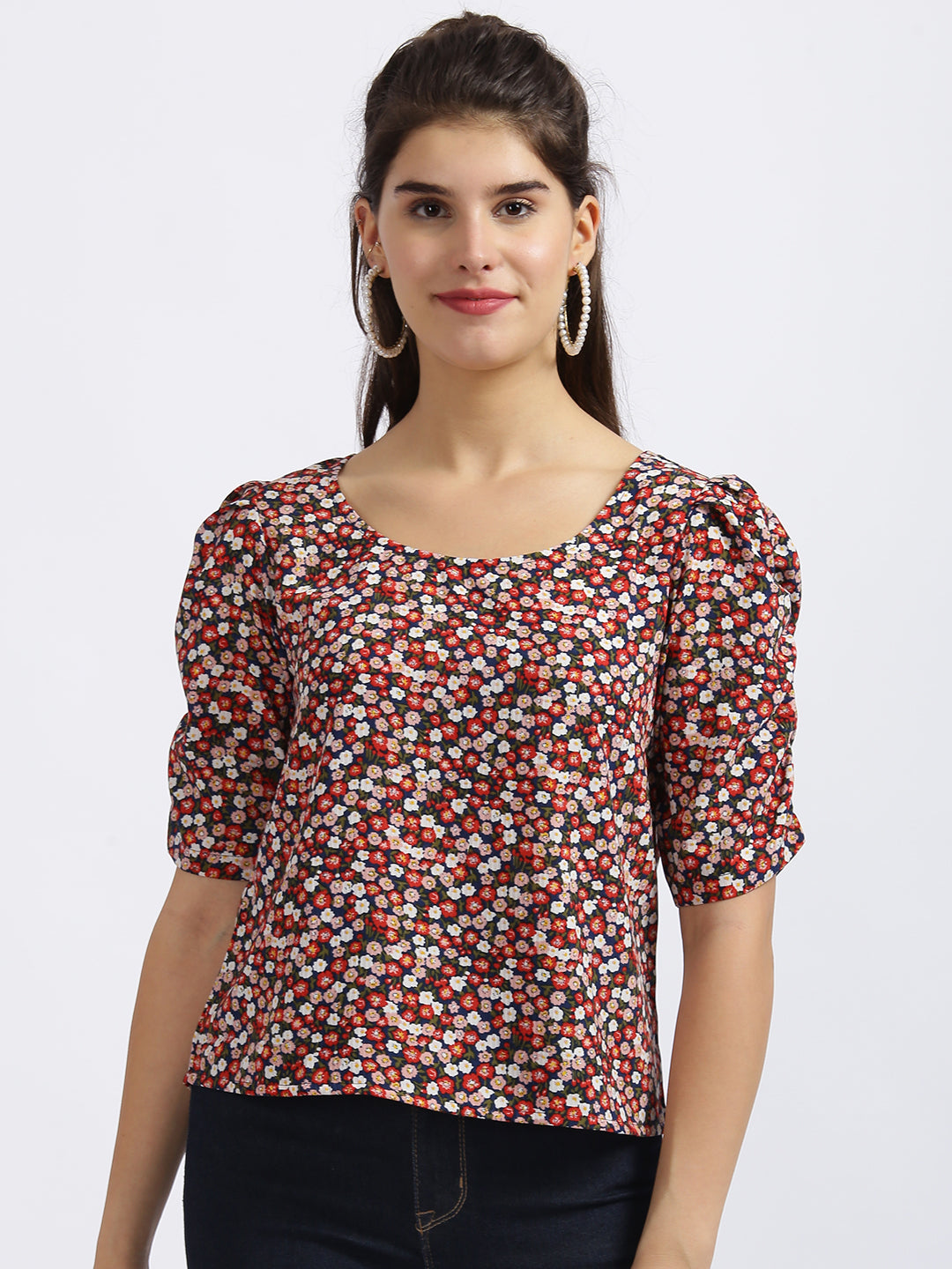 Multi Floral Print Regular Top