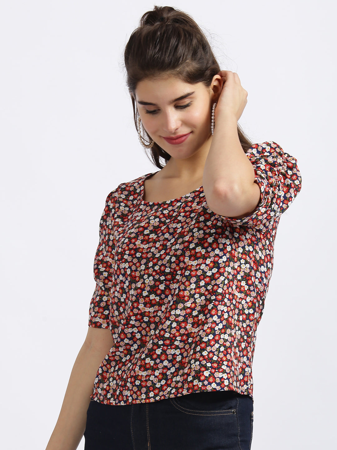 Multi Floral Print Regular Top