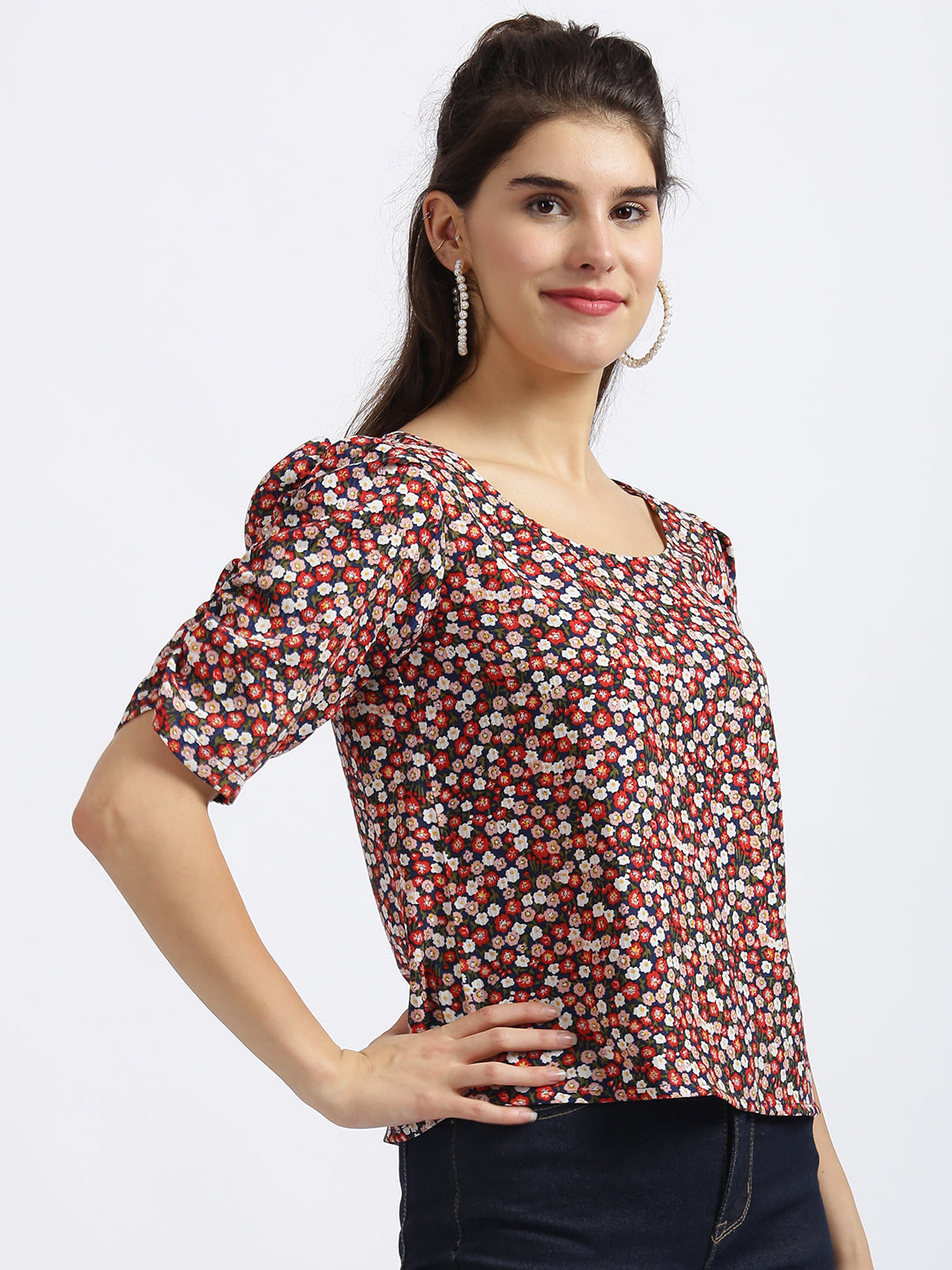 Multi Floral Print Regular Top