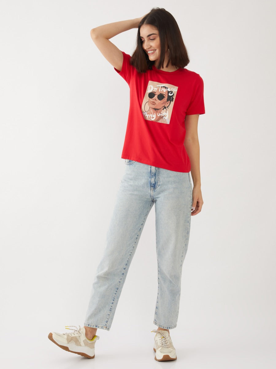 Red Graphic Print T-Shirt