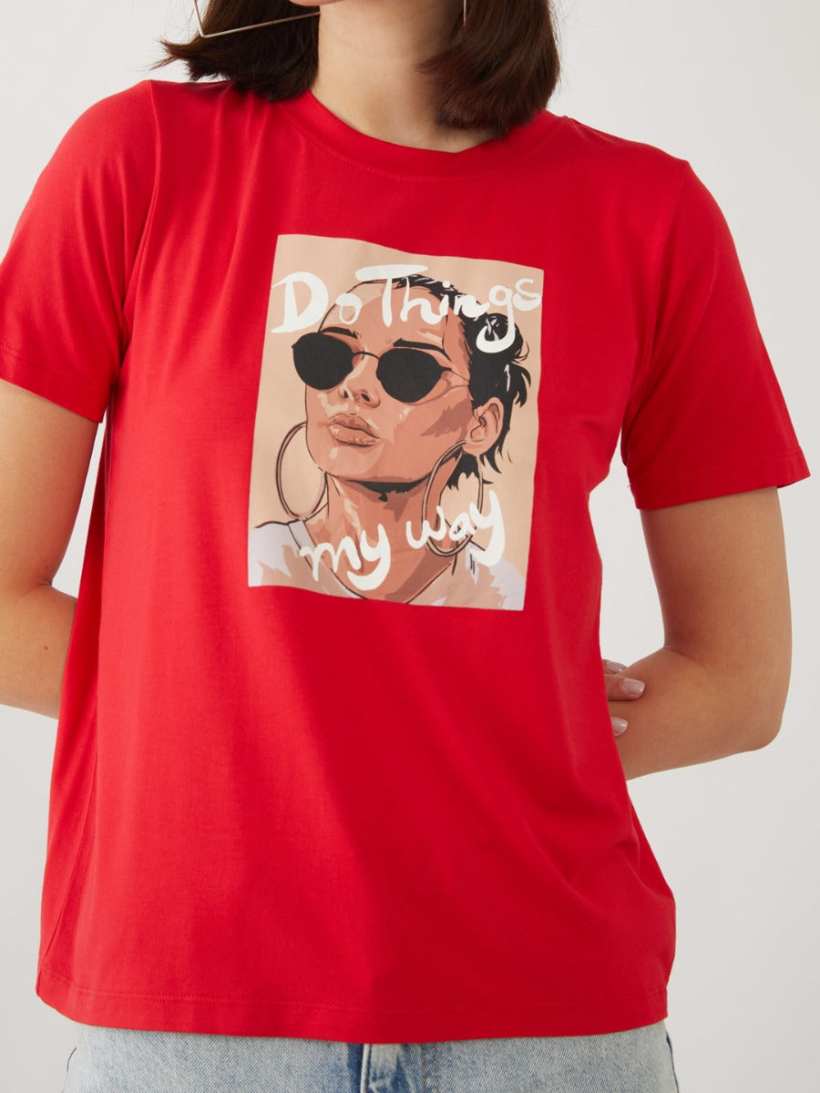 Red Graphic Print T-Shirt