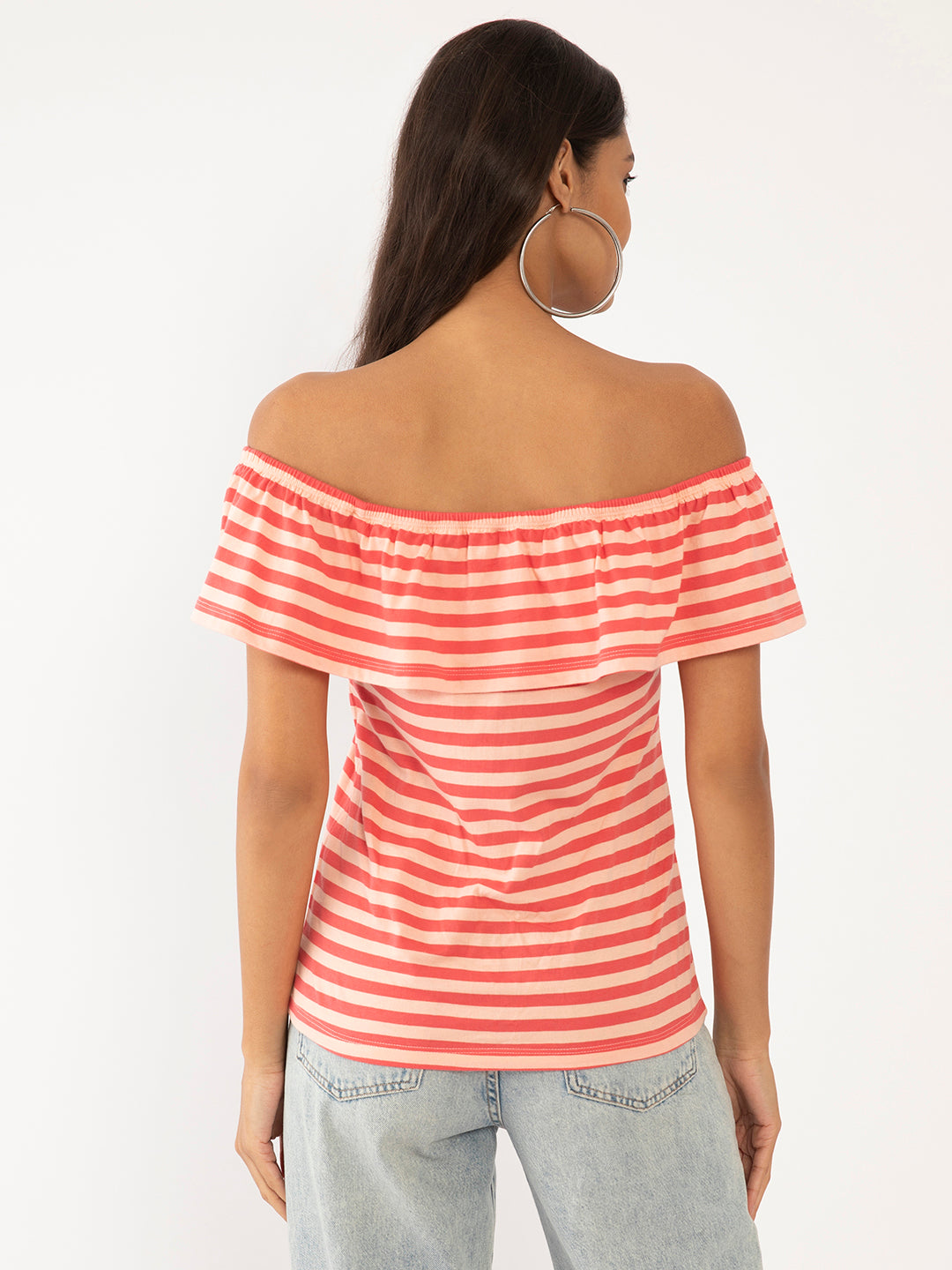 Multi Colored Striped Off-shoulder Top